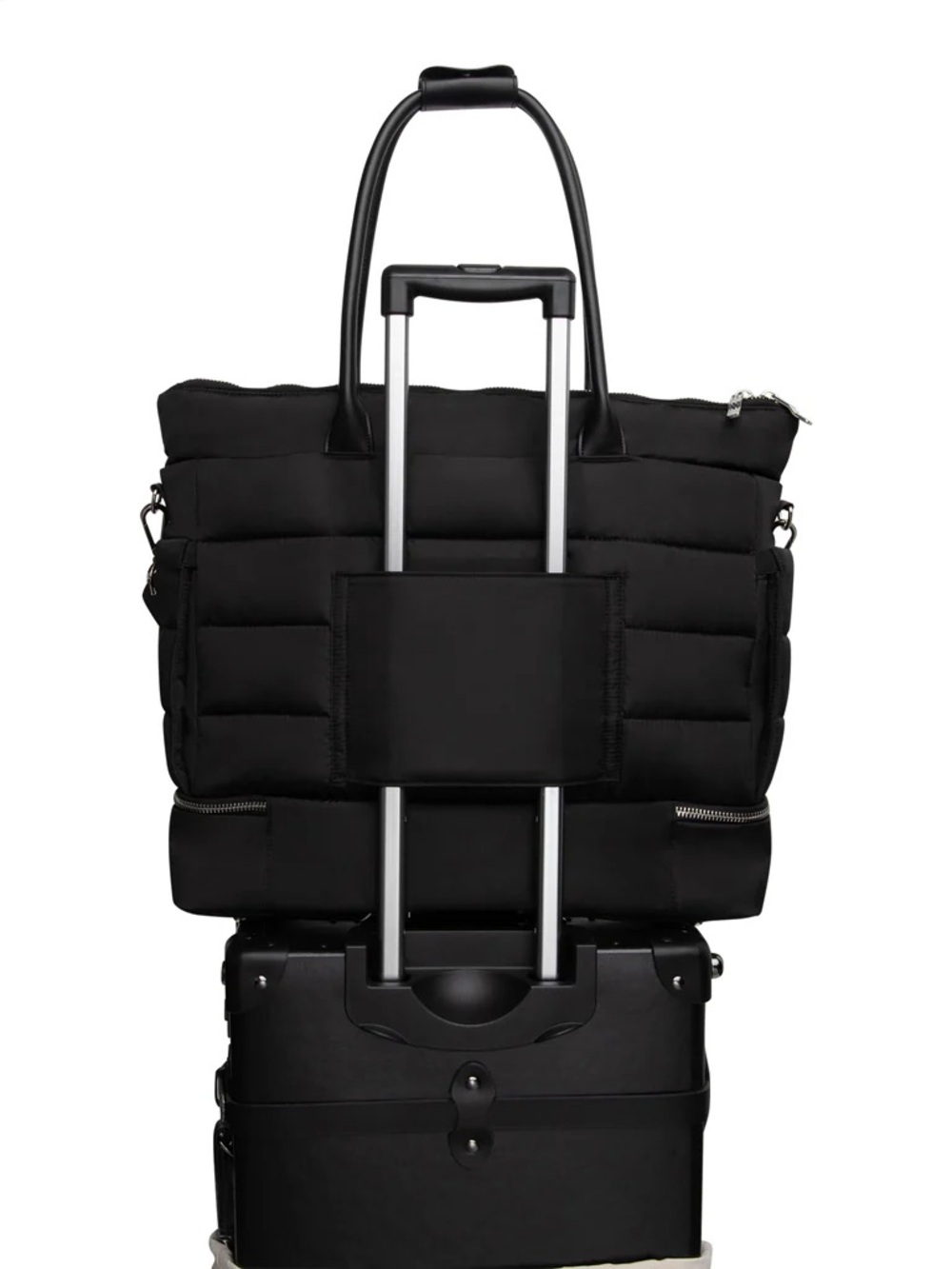 New Padded iPack Puffy Black Tote with Top Handles, Great for Travel, work, gym - Picture 7 of 7